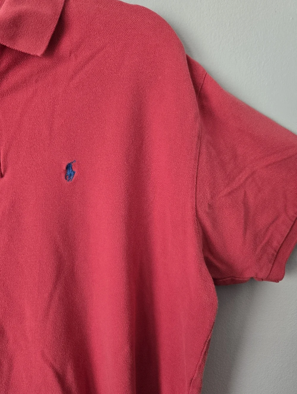 Polo Ralph Lauren Pink/Red Polo Shirt Blue Pony Short Sleeve Large Classic Fit